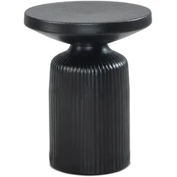 Kadima Design Eleganter Beistelltisch Schwarz, rund, Hammerschlag-Design. 40x40x50 cm