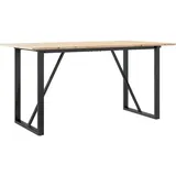 Esstisch O-Gestell 140x80x75 cm Massivholz Kiefer und Stahl - Braun/Bunt
