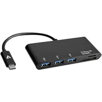 V7 V7UC3U-HUB-BLK-1E USB-Hub, Dual-Slot-Cardreader, 3x USB-A 3.0, USB-C 3.0 [Stecker] (J153338)