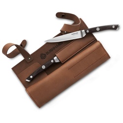 BURNHARD Steakmesser Küchenmesser inkl. Rolltasche aus Leder, Set 4-tlg. braun
