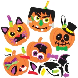Bastelsets für Kürbis-Anhänger "Kürbis"  (8 Stück) Halloween-Basteleien