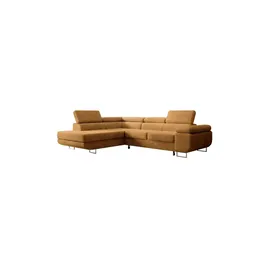 Selsey Ecksofa mit Schlaffunktion, Bettkasten, Ottomane links, Cordbezug Senfgelb