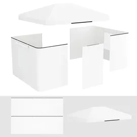 Outsunny Ersatzdach-Set für Garten Pavillondach mit 2 Seitenwänden, Wasserdicht Ersatzbezug für Gartenpavillon, Gartenzelt, Weiß