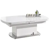 Livetastic Couchtisch, Weiß, Metall, Glas, Holzwerkstoff, rechteckig, Sockel, 75x50x135 cm, Fsc, ausziehbar, höhenverstellbar, Wohnzimmer, Wohnzimmertische, Couchtische, Couchtische höhenverstellbar