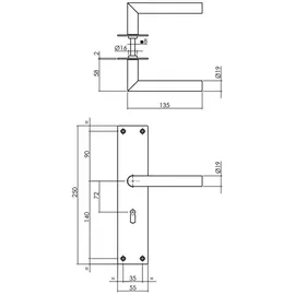 INTERSTEEL Langschildgarnitur Jura schwarz matt