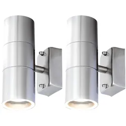 2er Set LED Wand Lampen Fassaden Außen Leuchten UP DOWN Edelstahl Strahler Garten Balkon Beleuchtung
