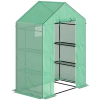 MC Star Gewächshaus mit Rolltür, Fenster, Regale, winterfest Foliengewächshaus aus Stahl, Treibhaus für Balkon, Garten, Tomatenhaus 143 x 74 x 190 cm, Tomatengewächshaus für Tomaten, Gemüse, Grün grün