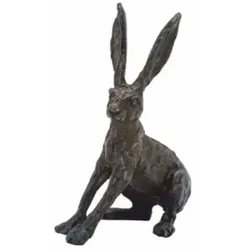 Casa Padrino Bronze Deko Figur Hase H. 17 cm - Bronze Skulptur