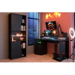 Parisot Gaming Set "Gaming2" in schwarz Gamingtisch und Schrank inkl. LED Beleuchtung in Farbe