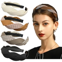 Set mit 4 modischen soliden Stirnbändern für Frauen und Mädchen, Stoff, Twrist Haarbänder mit Zähnen, Haar-Accessoires (Modell 1)