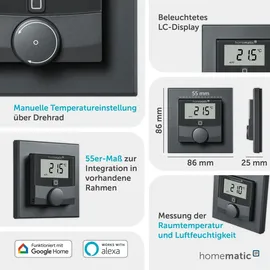 Homematic IP Wandthermostat mit Luftfeuchtigkeitssensor Anthrazit