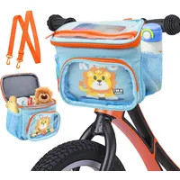 Cyiecw Lenkertasche Fahrrad Kinder mit Schultergurt, Fahrradkorb Kinder Vorne für Mädchen Jungen, Wasserdicht Kinderfahrrad Zubehör für Laufrad, Dreirad, Roller, Scooter (Blau)