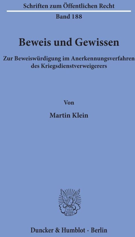 Beweis Und Gewissen. - Martin Klein  Kartoniert (TB)