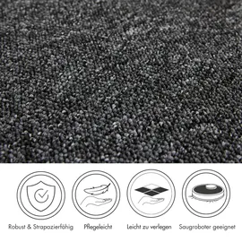 Andiamo Teppichboden ANDIAMO "Carlos, Feinschlinge, Gesamthöhe 6,5 mm, Made in Netherlands", grau (anthrazit), B:500cm L:200cm, Polypropylen, Teppiche, melierte Optik, Breite 200, 400 cm oder 500 cm, strapazierfähig