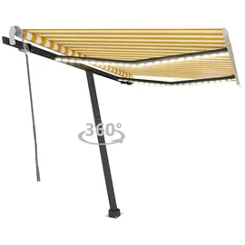 vidaXL LED Gelenkarmmarkise 350 x 250 cm gelb/weiß 3069723
