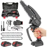 Mini-akku-kettensäge, 15 Cm (6 Zoll) Kabellose Elektro-kettensäge, Handkettensäge Mit 2 Akkus Und 2 Ketten Zum Schneiden Von Holz, Ästen, Für Gartenarbeiten, Baumschnitt Und Den Einsatz Im Garten.