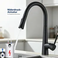 Niederdruck Küchenarmatur Edelstahl Wasserhahn Ausziehbar Brause Mischbatterie
