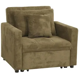 MCW Schlafsessel MCW-L90 Cord 200 x 100 x 70 cm Grün mit Schlaffunktion