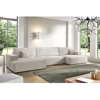 bromarkt Ecksofa PABLO U Schlaffunktion, Bettkasten U-Form 398x148x85cm Weiß - Weiß