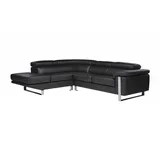 vente-unique KAUF-UNIQUE.DE Ecksofa Leder - Ecke Links - Schwarz - Mystique