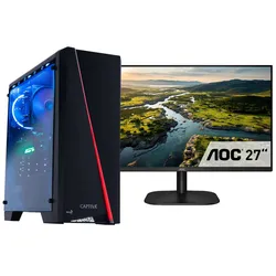 CAPTIVA Gaming-PC-Komplettsystem "Advanced Gaming R85-985 TFT Bundle", E (A-G), schwarz, 32 GB RAM 1000 GB SSD, Computer-Komplettsysteme
