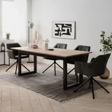 Homestyle4u 2738, Esstisch 200 cm ausziehbar Industrial Style Eiche Holz Esszimmertisch Holztisch Küchentisch Tisch