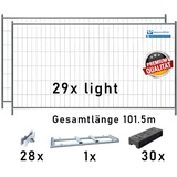 Bauzaun Paket / Set light mit TP29 und Kunststofffüßen