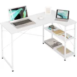 Woltu Schreibtisch Bürotisch aus Holz Stahl, mit Ablage, 120x74x71,5 cm, Weiß - Weiß
