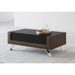 Couchtisch LEONIQUE "Kasai", braun (nussb, schw, wallnut columbia, schwarz), B:110cm T:65cm, Tische, (110 x 65 cm)