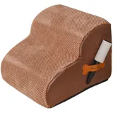 Milageto Hundestreppe Haustier Treppe 2 Stufen Haustier Ramp für Couch mit waschbarer Abdeckung Nicht -Slip -Hund -Hunderampe für kleine Haustiere Hunde, Kaffee