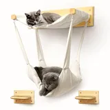 myHANA Kletterwand für Katzen aus Massivholz – inkl. 2X Katzentreppe & Hängem...