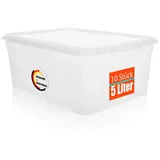 BigDean 10 Stück Aufbewahrungsbox mit Deckel 5L stapelbar transparent Germany