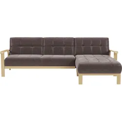 Ecksofa SIT & MORE "Billund L-Form", braun, B:264cm H:88cm T:183cm, 100% Polyester, Sofas, Armlehnen aus Buchenholz in natur, verschiedene Bezüge und Farben