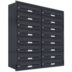 AL BRIEFKASTENSYSTEME Briefkasten »Premium«, (BxH): 76.6 x 92cm, Anzahl Schlitze: 16, Unterputzmontage - grau