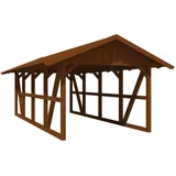 SKANHOLZ Skan Holz Carport Schwarzwald mit Dachschalung 424 x 772 cm Nuss