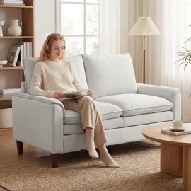 Homcom Loveseat Doppelschicht-Polsterung 84 x 95 x 146 cm Weiß mit Kissen