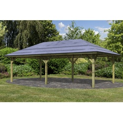 KARIBU Carport »Pavillon Carport«, Außenmaß BxT: 706,5 x 359 cm, natur - gruen