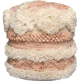 Kayoom Pouf KAYOOM "Bohist 225 35cm x 35cm, Strukturen mit Fransen und Quasten", rosa (rosa, creme), B:35cm H:35cm T:35cm, Baumwolle, Vlies, Poufs, Pouf, handgefertigt, Unikat, sehr gut kombinierbar, vielfältig im Einsatz