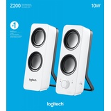 Logitech Lautsprecher Z200, Audio, Stereo 2.0, 10W weiss, Retail