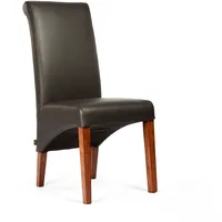 SIX® Lederstuhl Felice Leder Braun Stuhlbeine Nussbaum Lederstühle Stühle Stuhl