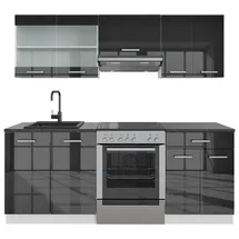 Vicco Küchenzeile Fame-Line 200 cm Anthrazit Hochglanz