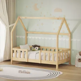 ML-Design Kinderbett Hausbett 70 x 140 cm Kiefer natur beige