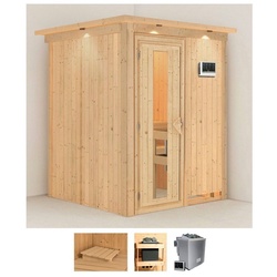 Karibu Sauna Norma, BxTxH: 165 x 165 x 202 cm, 68 mm, (Set) 9 KW-Bio-Ofen mit externer Steuerung beige