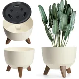 Kadax Blumentopf aus Kunststoff mit drei Einsteckstützen, 24 cm, Creme