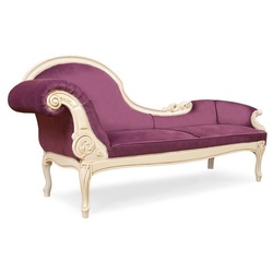 Casa Padrino Luxus Barock Chaiselongue Lila / Creme - Prunkvolle Massivholz Recamiere - Luxus Wohnzimmer Möbel im Barockstil - Barock Möbel - Edel & Prunkvoll