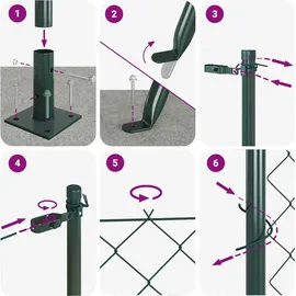 vidaXL Zaunpfosten 10 x 1,5 m Grün/Stahl