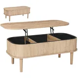 Vevor Couchtisch Höhenverstellbar Naturholz Eiche 100 x 48 x 41 cm