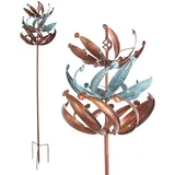 Lemodo Windrad mit 3 gegenläufigen Rotoren, bronze, Gartendeko, 221 cm hoch