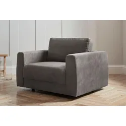 Sessel ANDAS "Hobro Loungesessel", grau (dunkelgrau), B:109cm H:60cm T:102cm, Luxus-Microfaser Lederoptik (100% Polyester), Struktur grob (100% Polyester), Samtoptik (100% Polyester), Sessel, Polstersessel, in 3 Bezugsqualitäten in vielen Farben, Design by Morten Georgsen