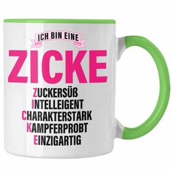 Trendation Tasse Trendation – Zicke Tasse Geschenk Kaffeetasse für Frauen Frau Lustig Pink grün